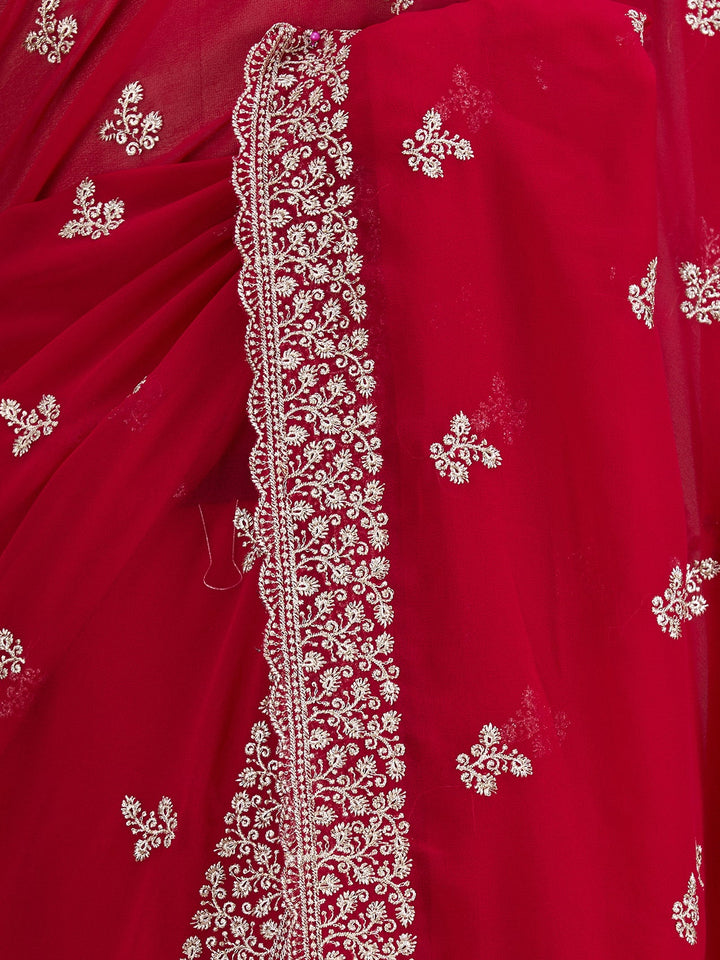 Rani Pink Zariwork (Gold) Georgette Saree