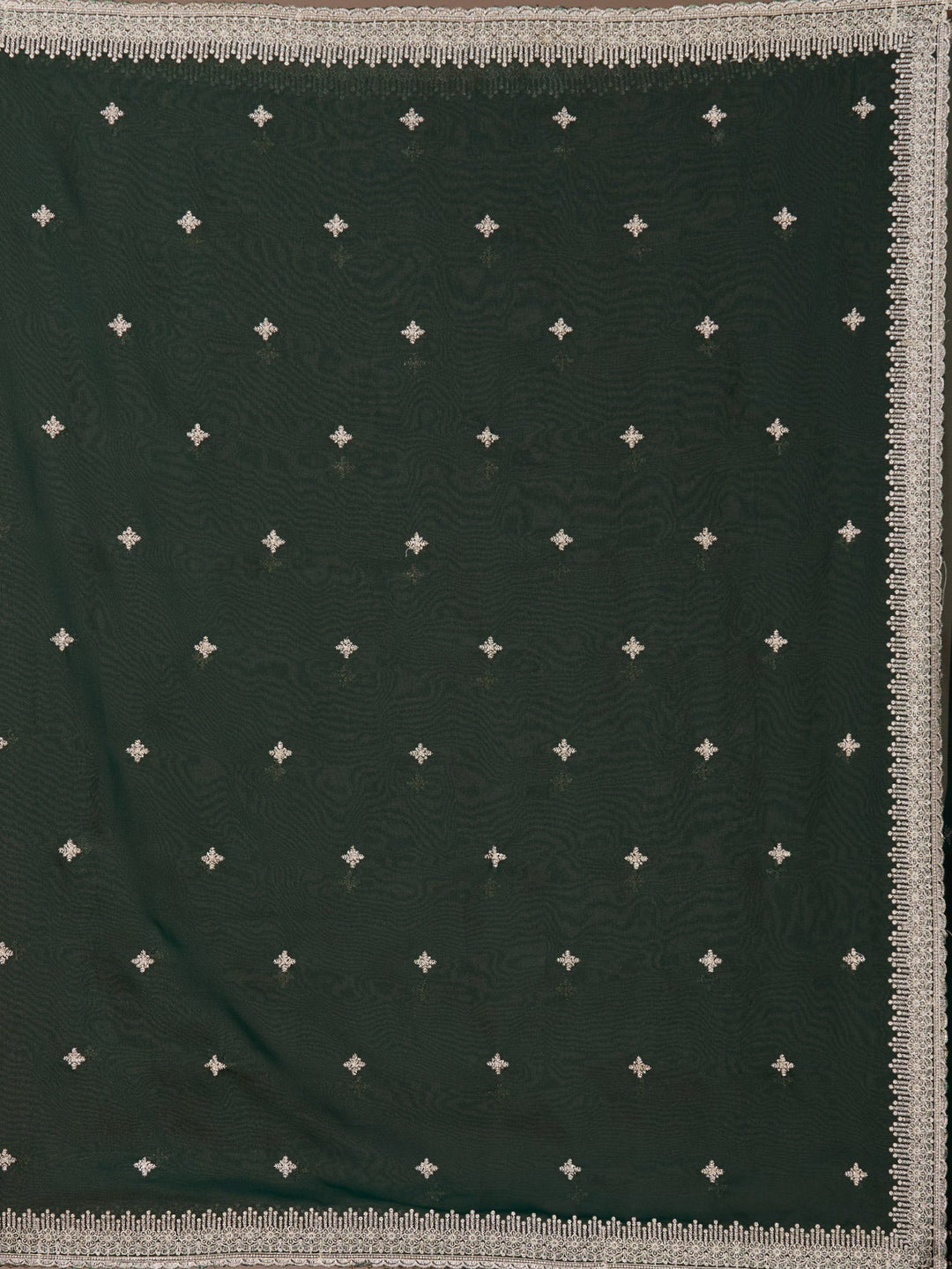 Bottle Green Zariwork (Gold) Georgette Saree