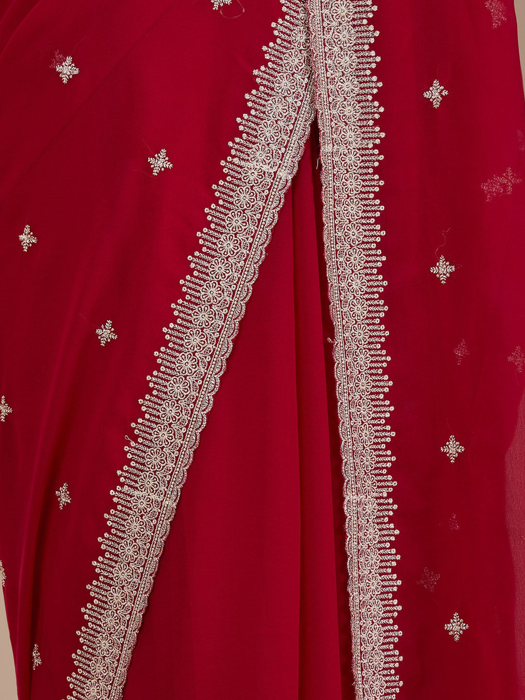 Maroon Zariwork (Gold) Georgette Saree
