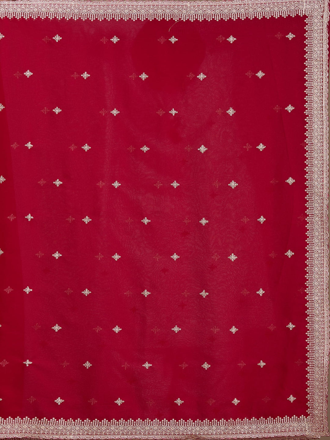Maroon Zariwork (Gold) Georgette Saree
