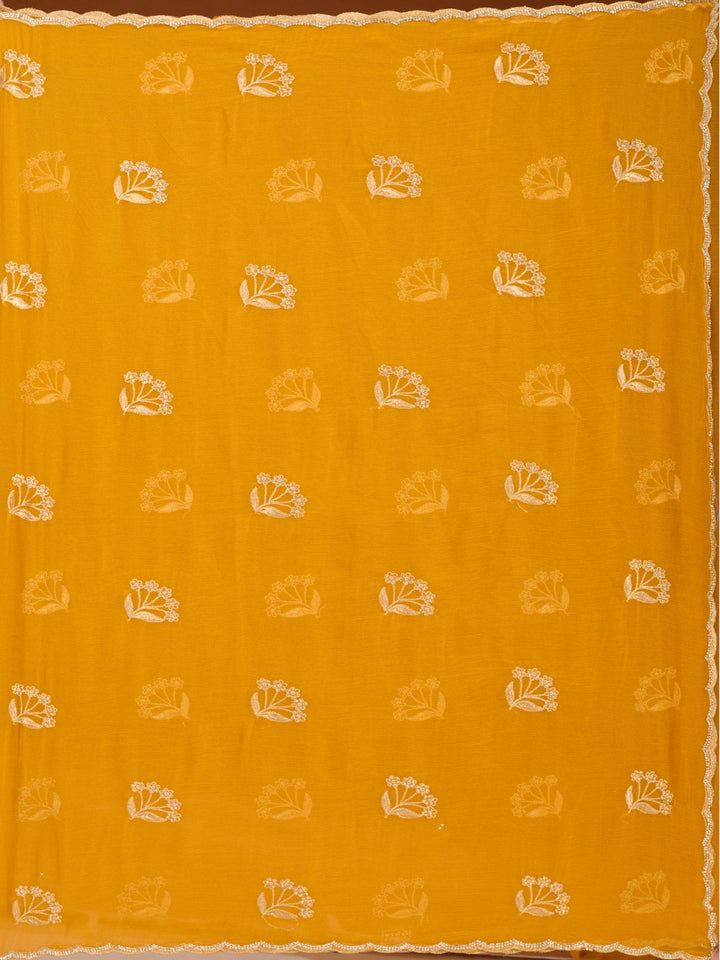 Mustard Zariwork (Gold) Chiffon Saree
