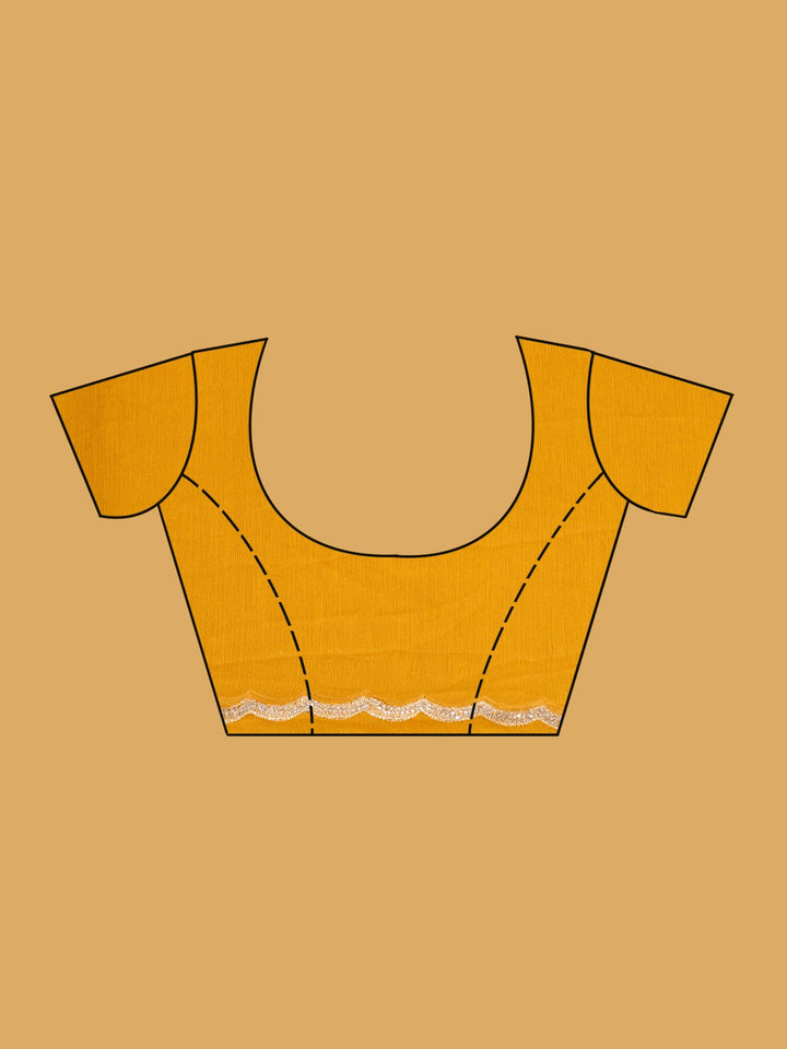 Mustard Zariwork (Gold) Chiffon Saree