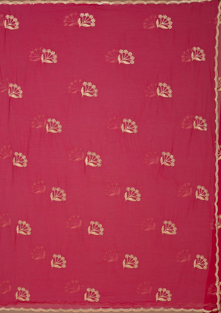 Rani Pink Zariwork (Gold) Chiffon Saree
