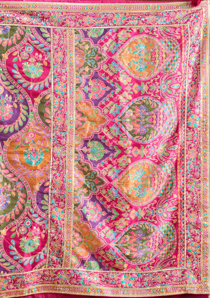 Multi Color Sequins Satin Saree