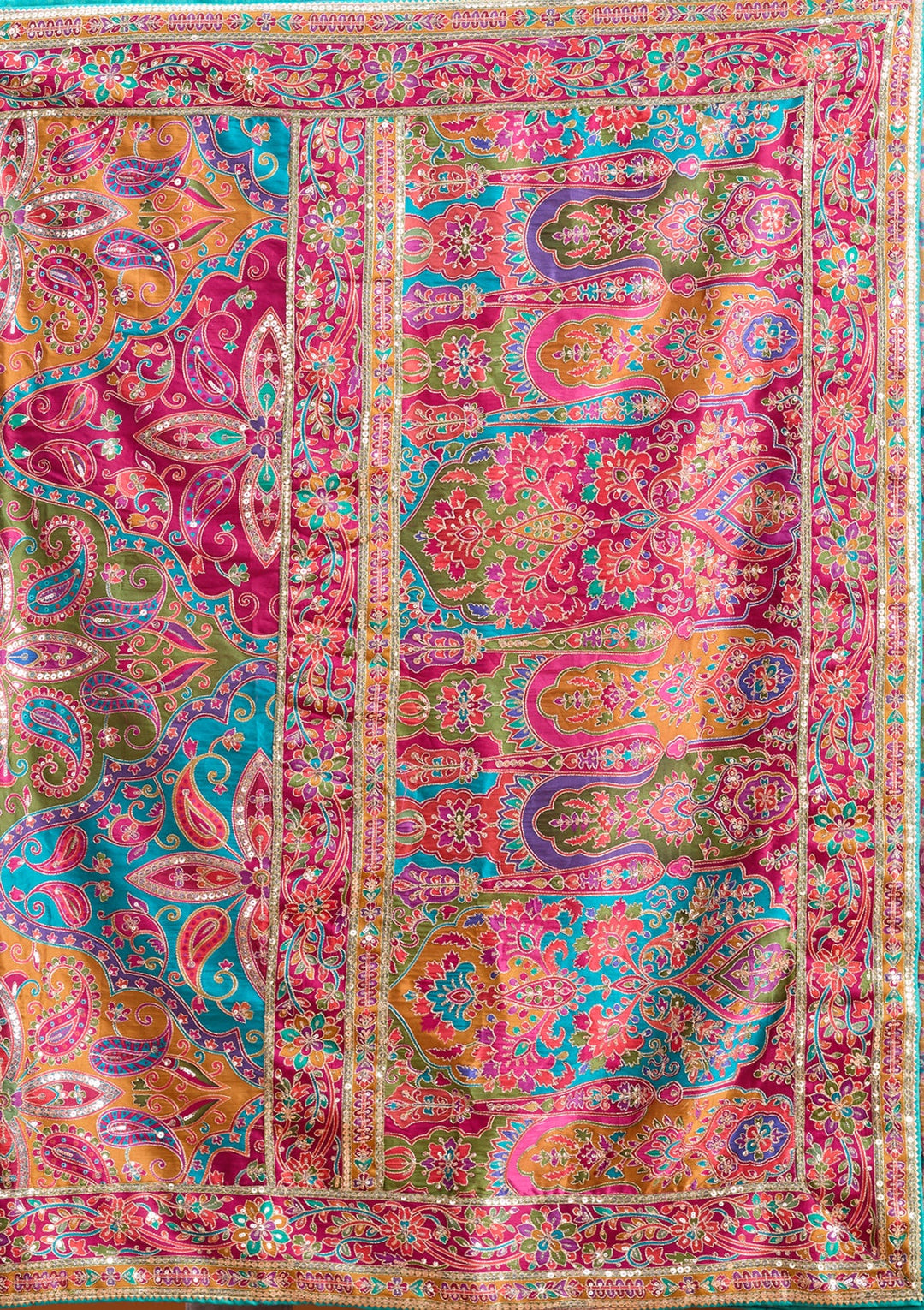 Multi Color Sequins Satin Saree