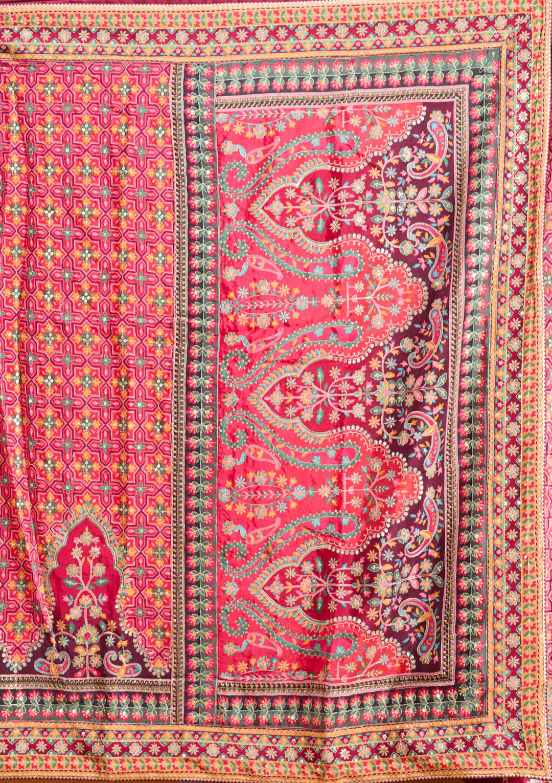Pink Sequins Satin Saree