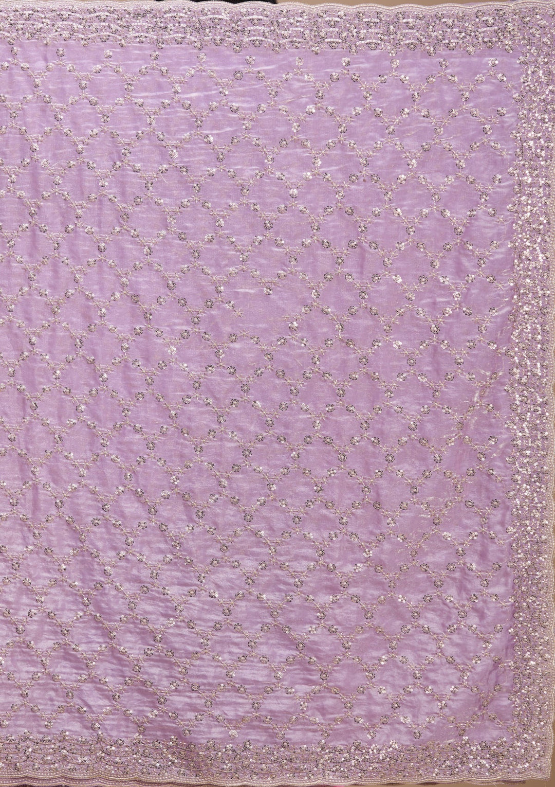 Lavender Tissue Cutdana Saree With Matching Blouse Piece