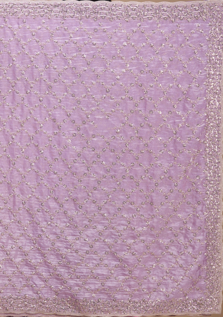Lavender Tissue Cutdana Saree With Matching Blouse Piece