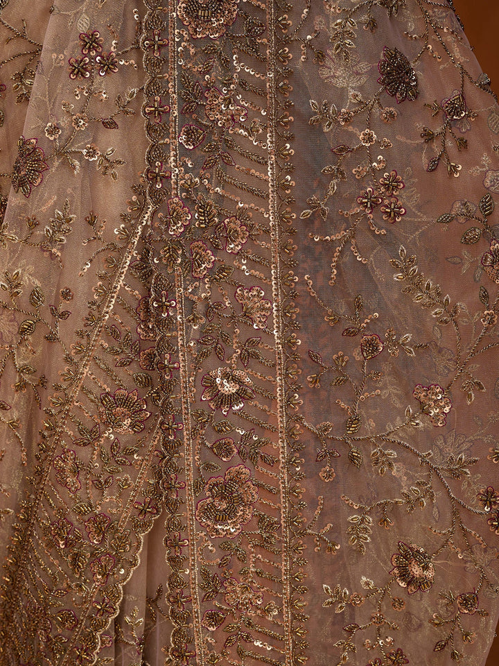 Beige Cording Net Saree