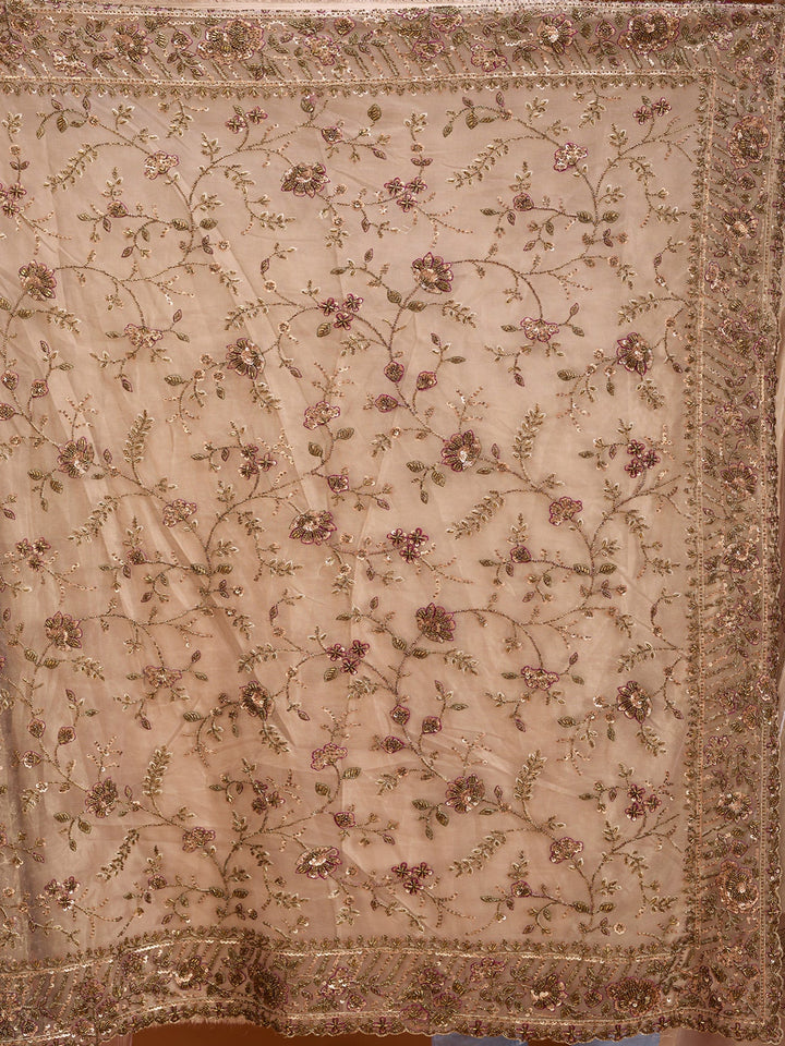 Beige Cording Net Saree