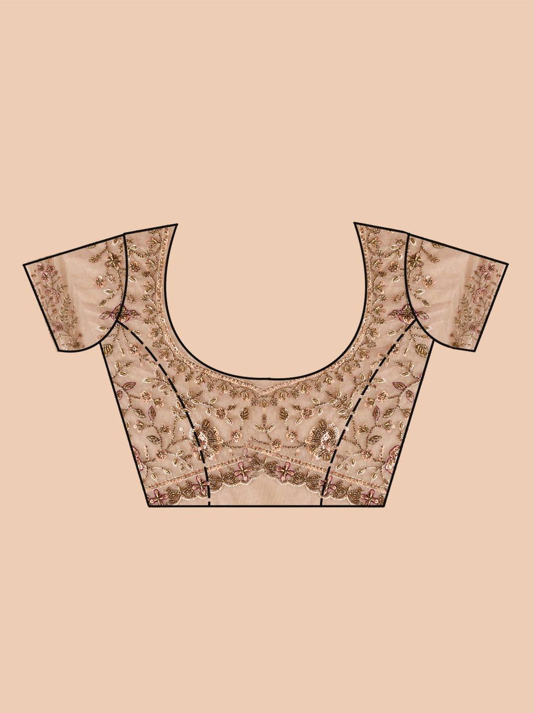 Beige Cording Net Saree