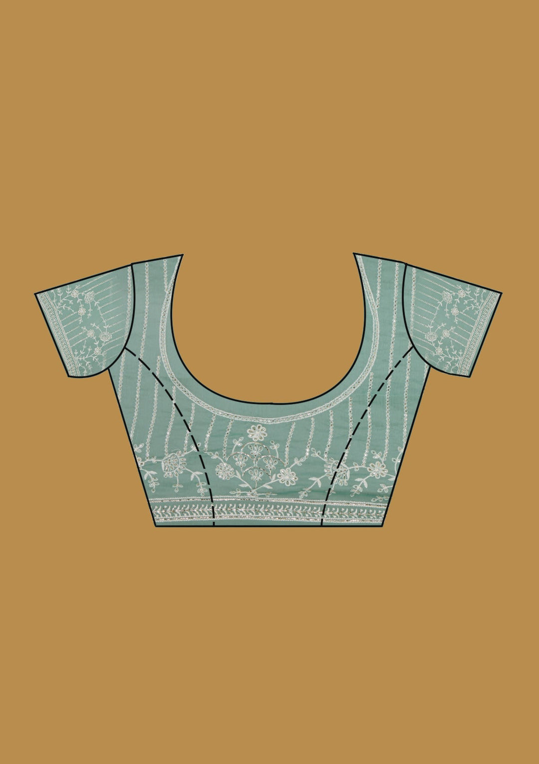 Sea Green Threadwork Georgette Saree With Matching Blouse Piece