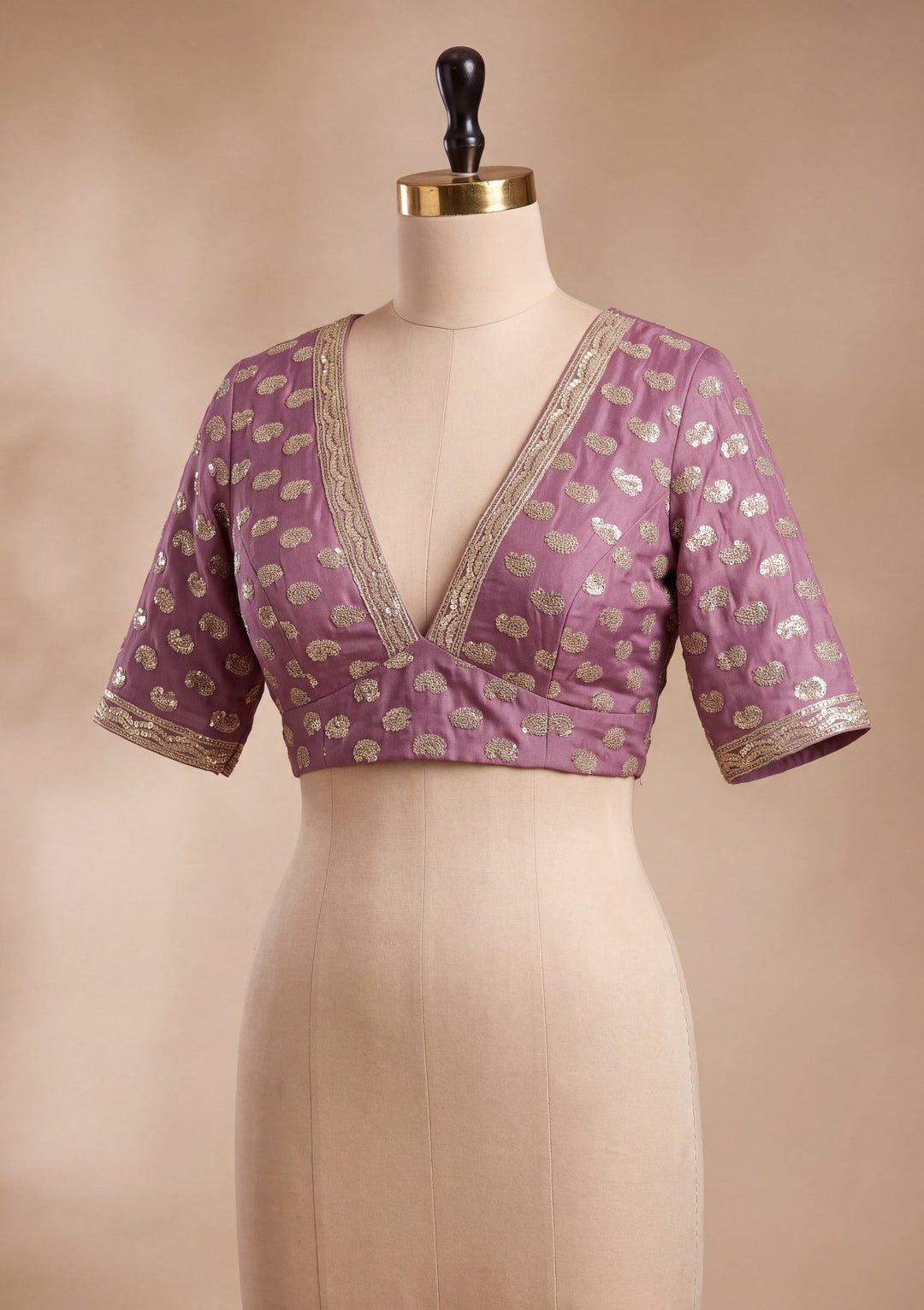 Dark Lavender Tissue Sequins Saree With Matching Blouse Piece