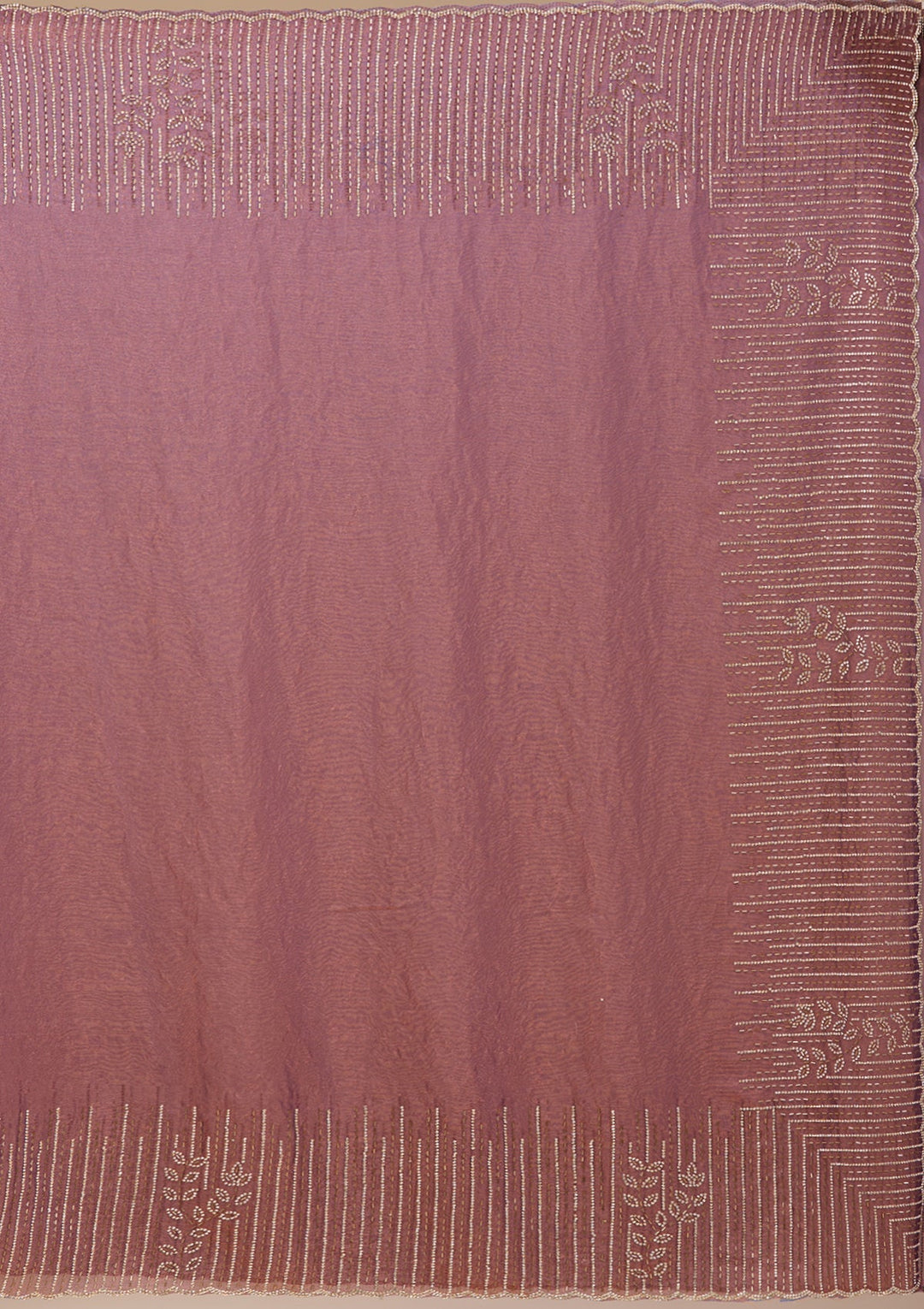 Copper Satin Gold Stonework Saree With Matching Blouse Piece