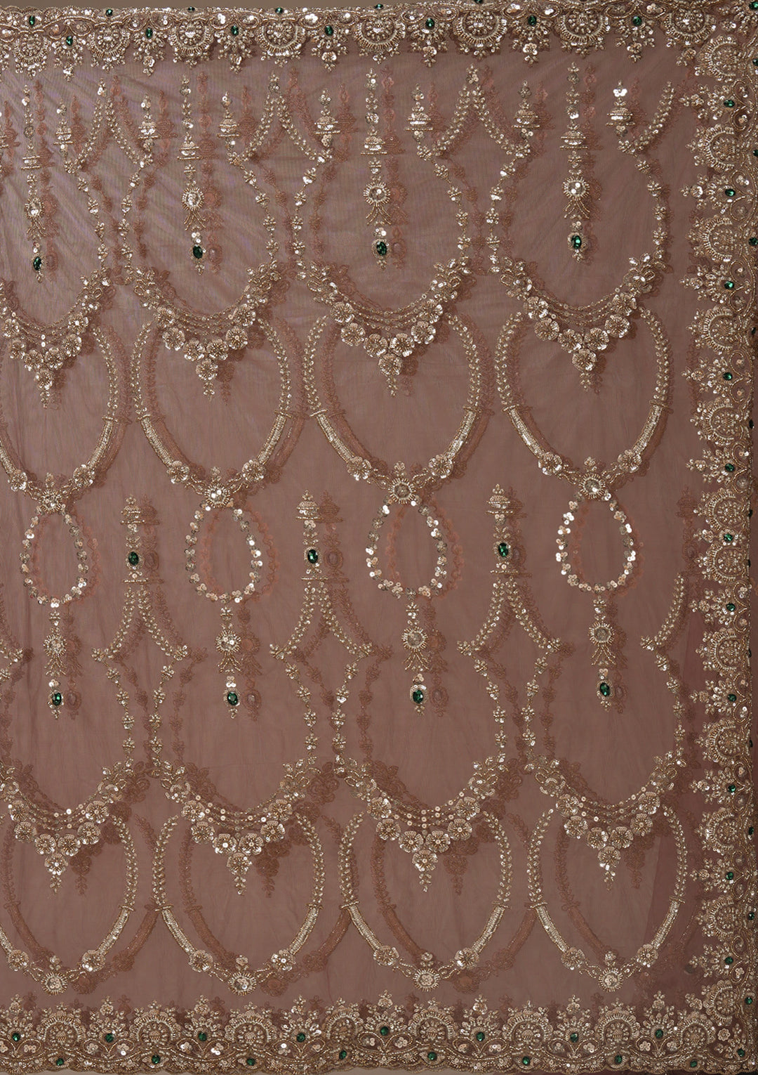 Onion Pink Cutdana Net Saree With Matching Blouse