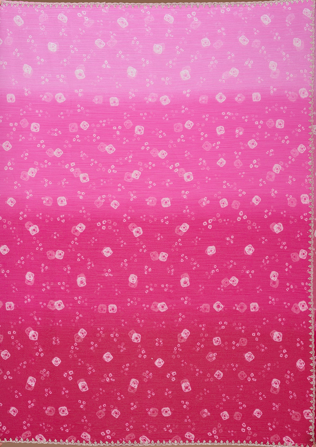 Pink Stonework (Silver) Chiffon Saree