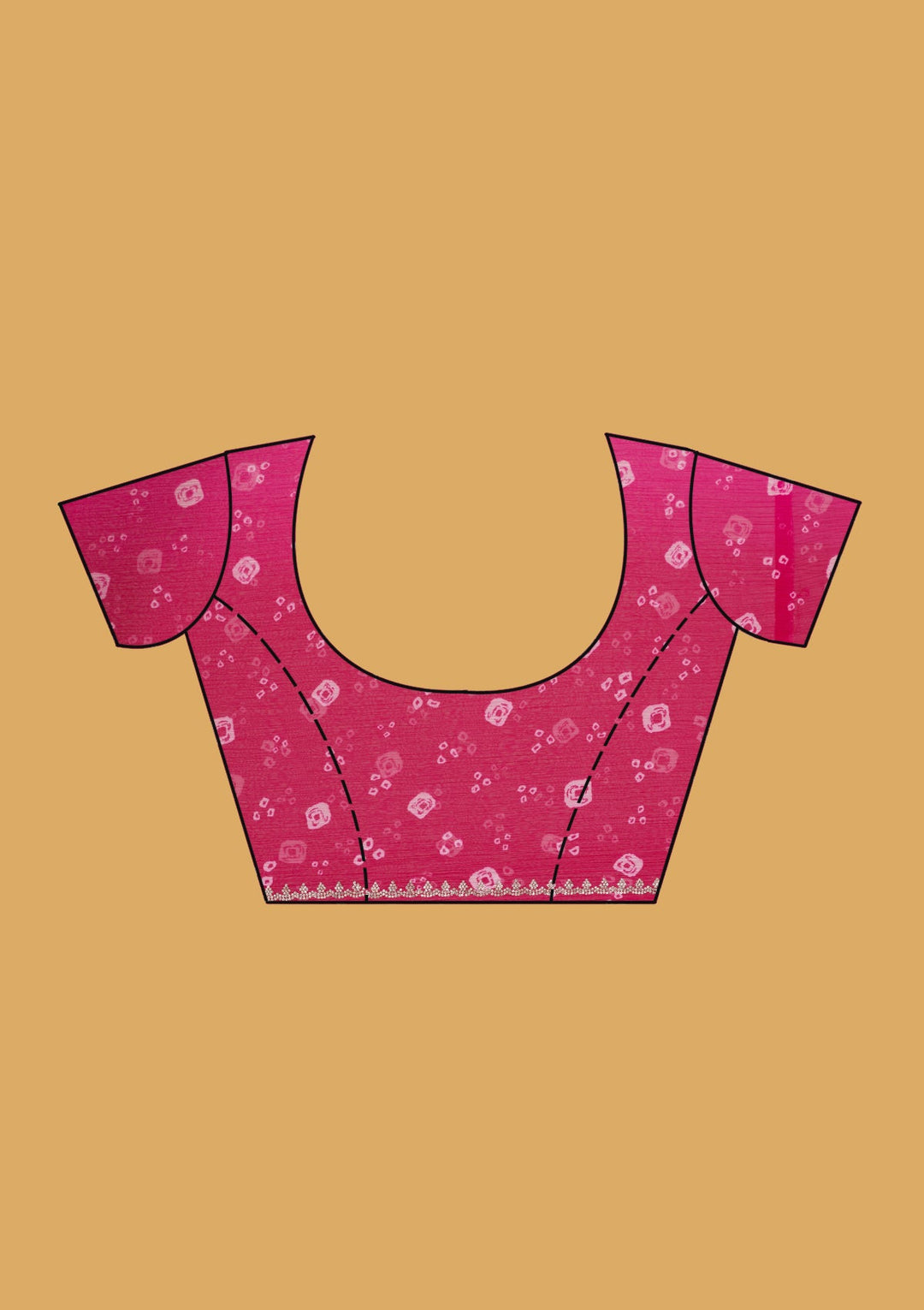 Pink Stonework (Silver) Chiffon Saree