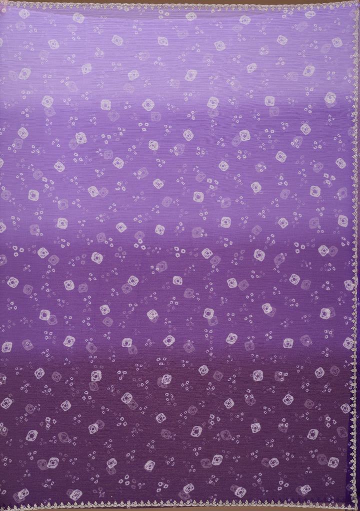 Purple Stonework (Silver) Chiffon Saree