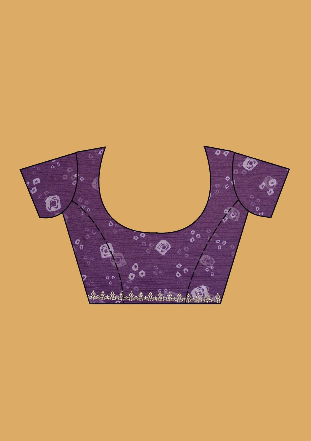 Purple Stonework (Silver) Chiffon Saree