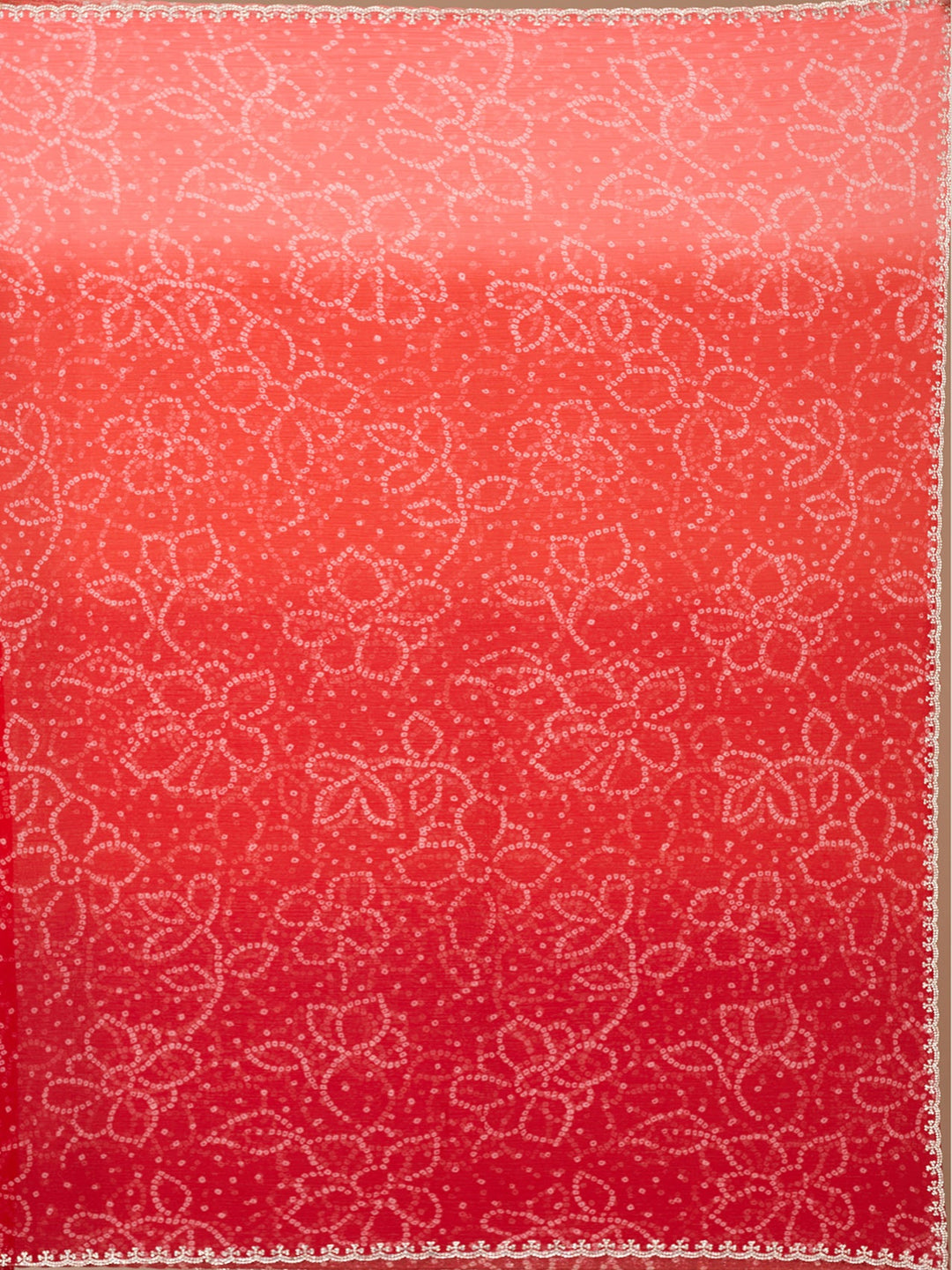 Orange Stonework (Silver) Chiffon Saree