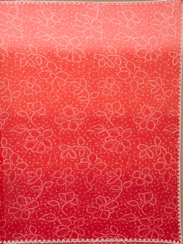 Orange Stonework (Silver) Chiffon Saree