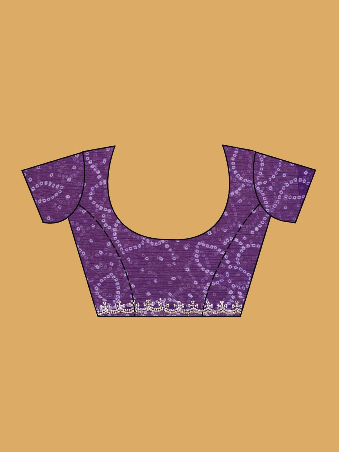 Purple Chiffon Bandhej Silver Stonework Saree With Matching Blouse Piece