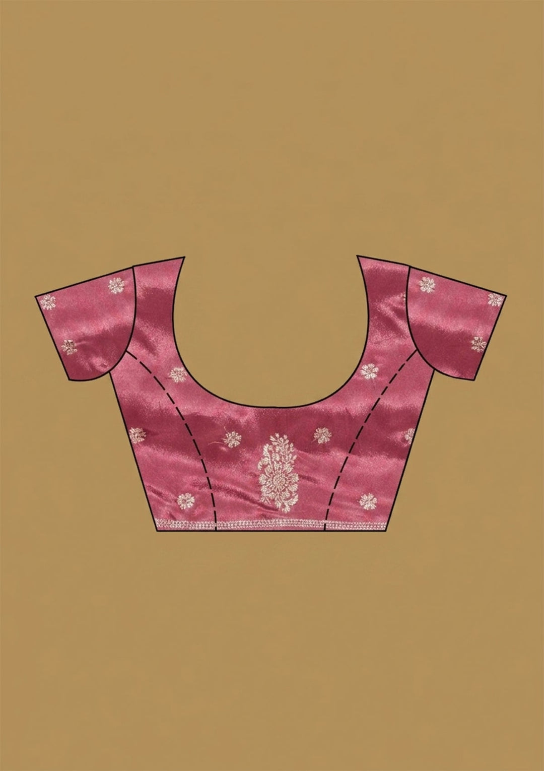 Onion Pink Zariwork (Gold) Crepe Saree With Matching Blouse Piece