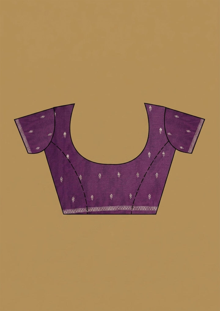 Purple Zariwork (Gold) Tissue Saree With Matching Blouse Piece