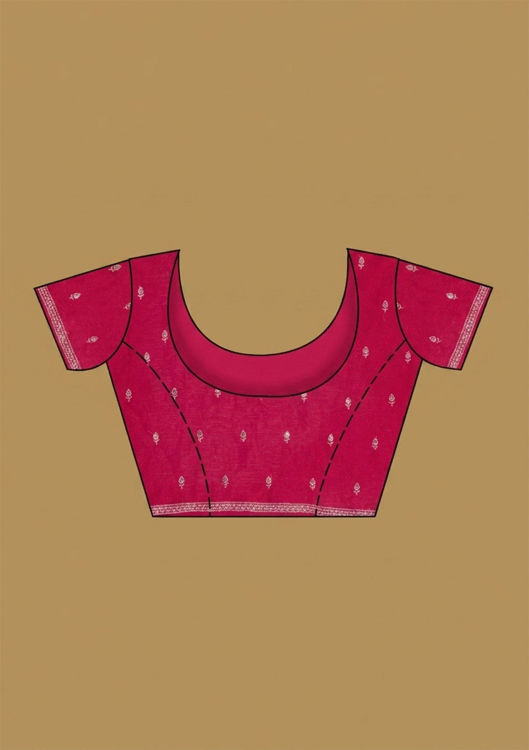 Rani Pink Zariwork (Gold) Tissue Saree With Matching Blouse Piece