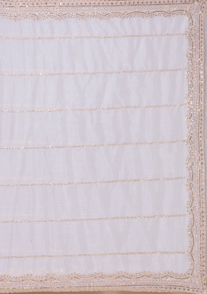 Off White Tissue Gold Zariwork Saree With Matching Blouse Piece