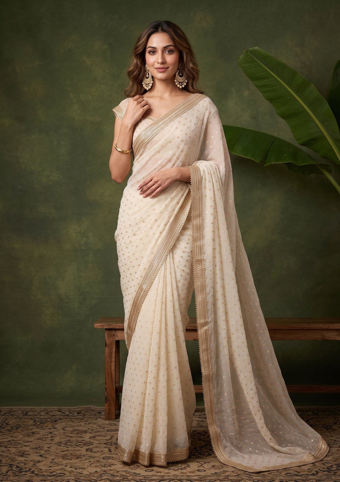 Lavender Zariwork (Gold) Chanderi Saree With Matching Blouse Piece
