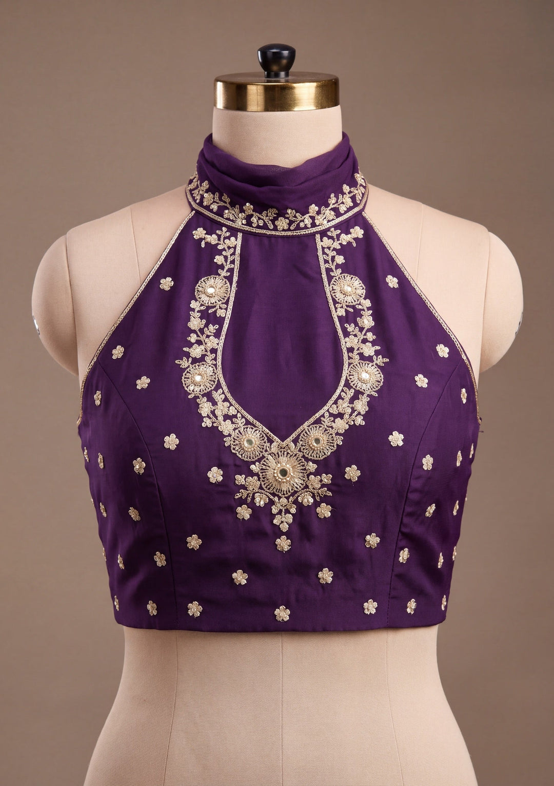 Purple Satin Cording Saree With Matching Blouse Piece