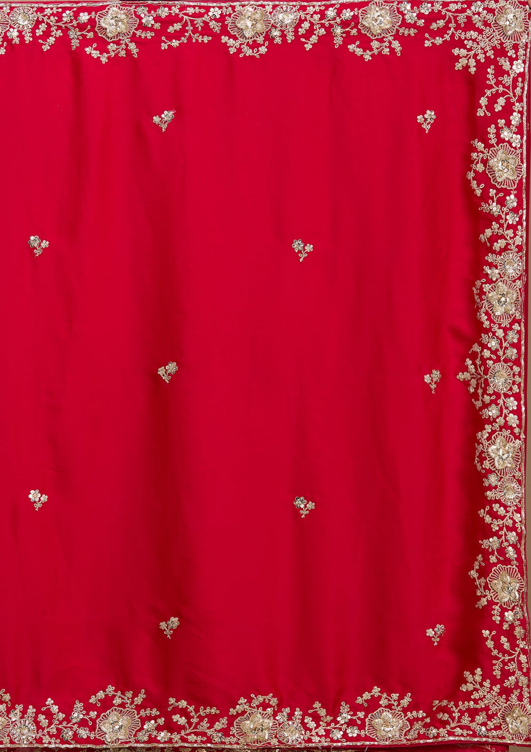 Rani Pink Satin Cording Saree With Matching Blouse Piece