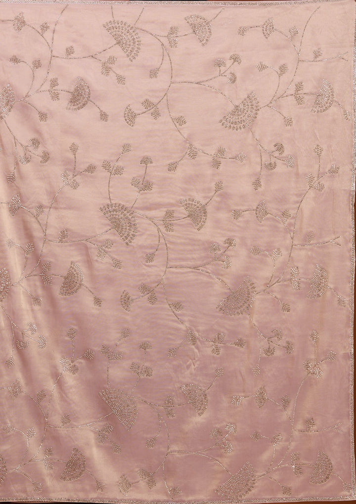Light Lavender Tissue Gold Stonework Saree With Matching Blouse Piece