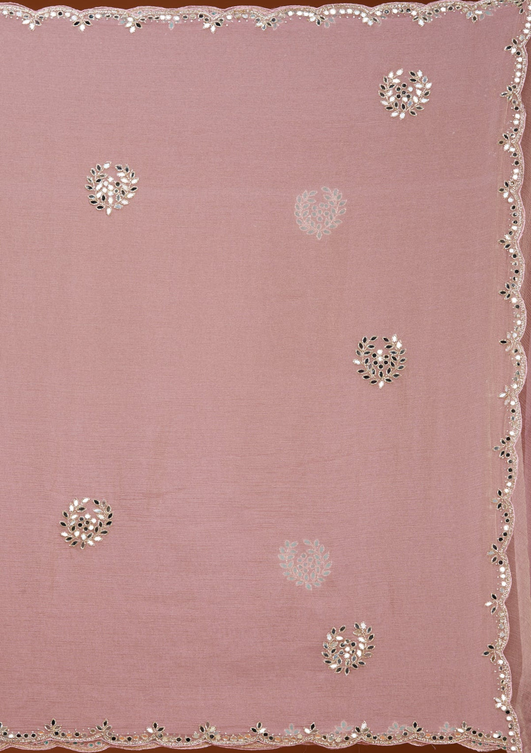 Pink Tissue Mirrorwork Saree With Matching Blouse Piece