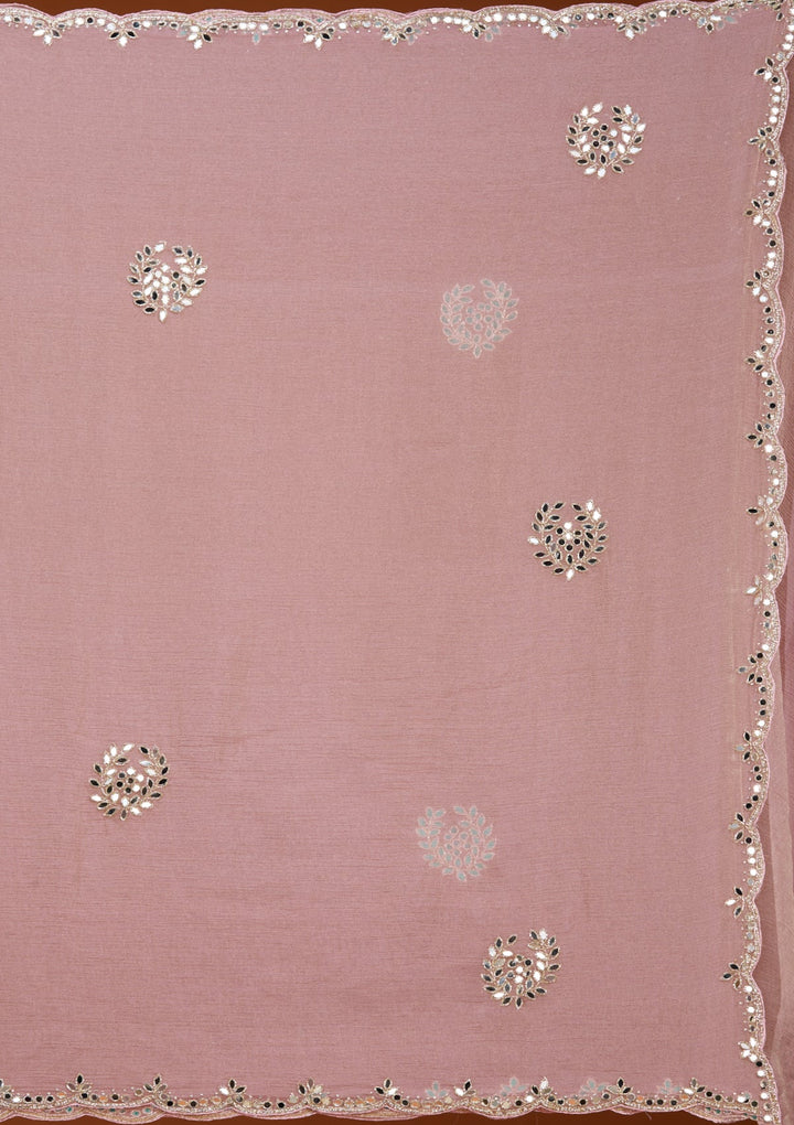 Pink Tissue Mirrorwork Saree With Matching Blouse Piece