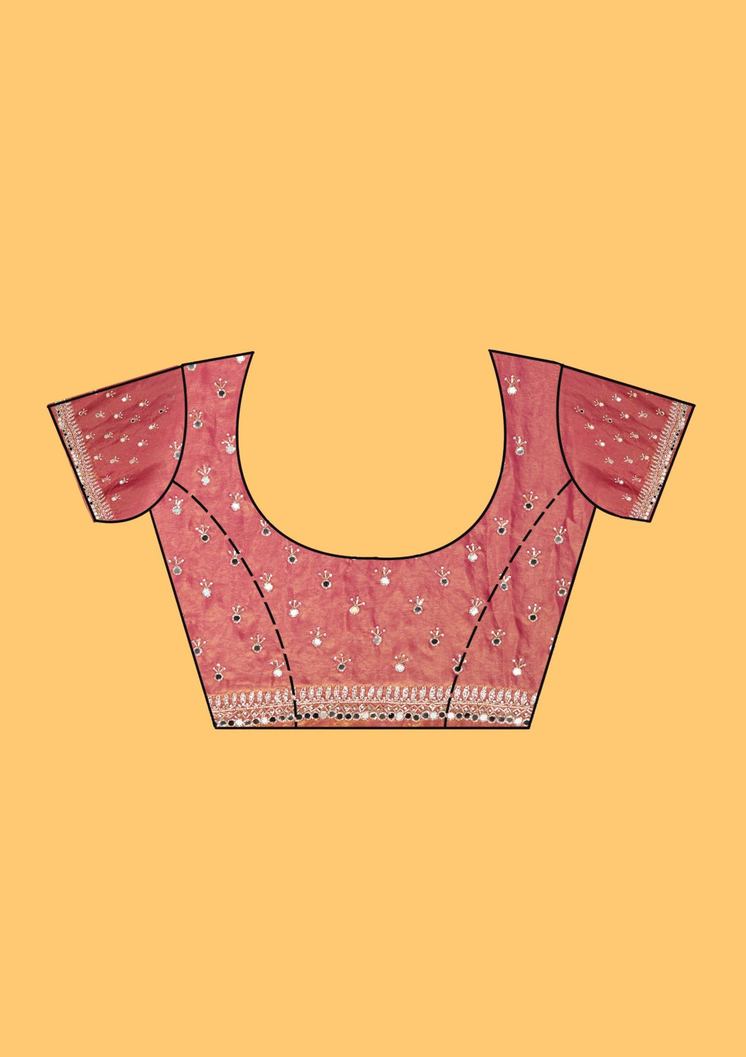 Rust Tissue Cutdana Saree With Matching Blouse Piece