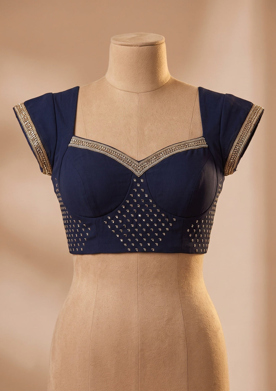 Navy Blue Cutdana Georgette Saree