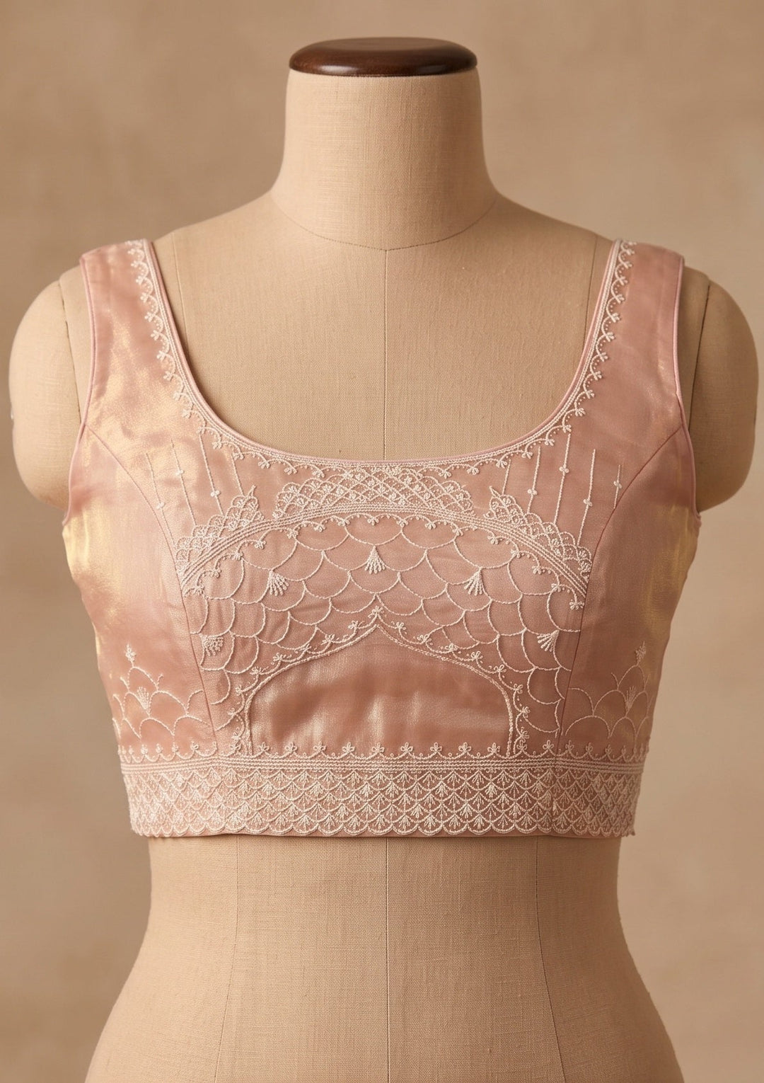 Baby Pink Cutdana Tissue Saree
