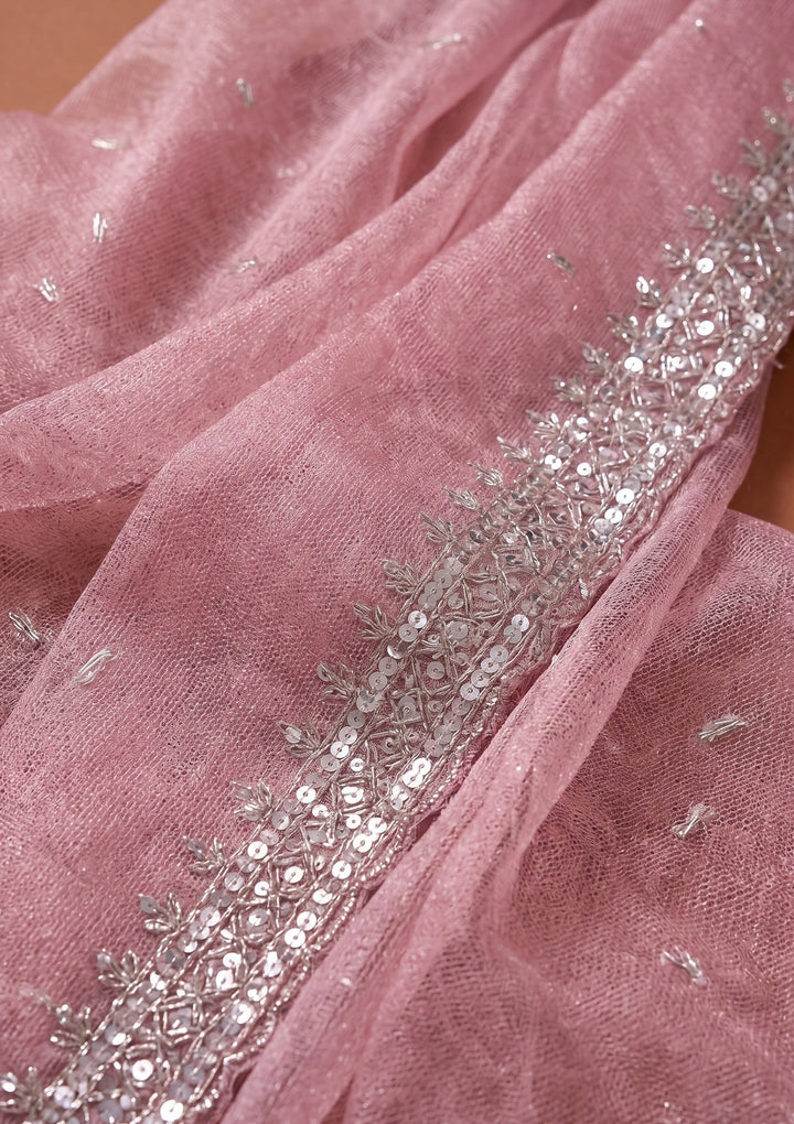 Pink Sequins Tissue Saree
