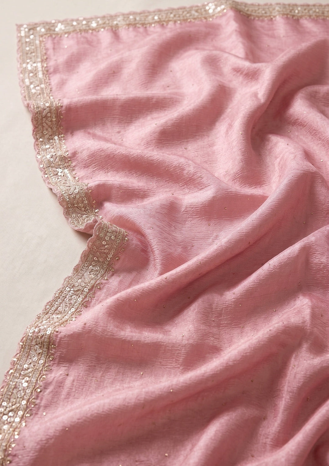 Pink Sequins Tissue Saree
