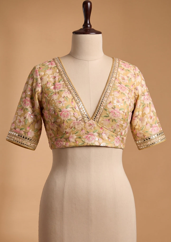 Mustard Yellow Sequins Tissue Saree