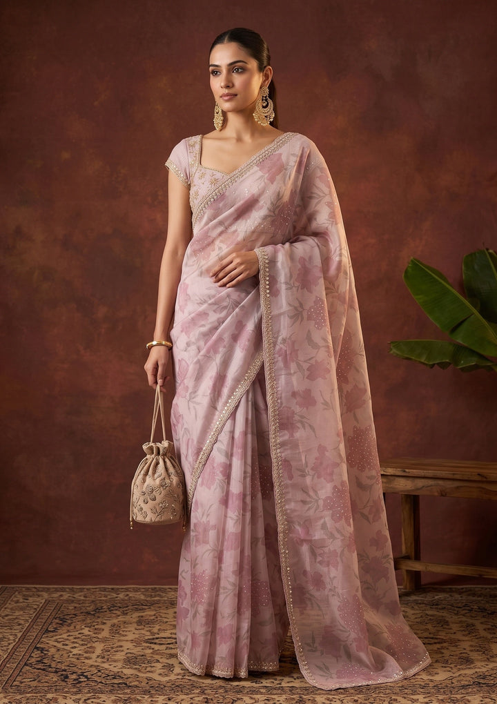 Mauve Cutdana Organza Saree