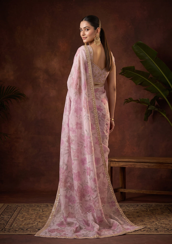 Mauve Cutdana Organza Saree