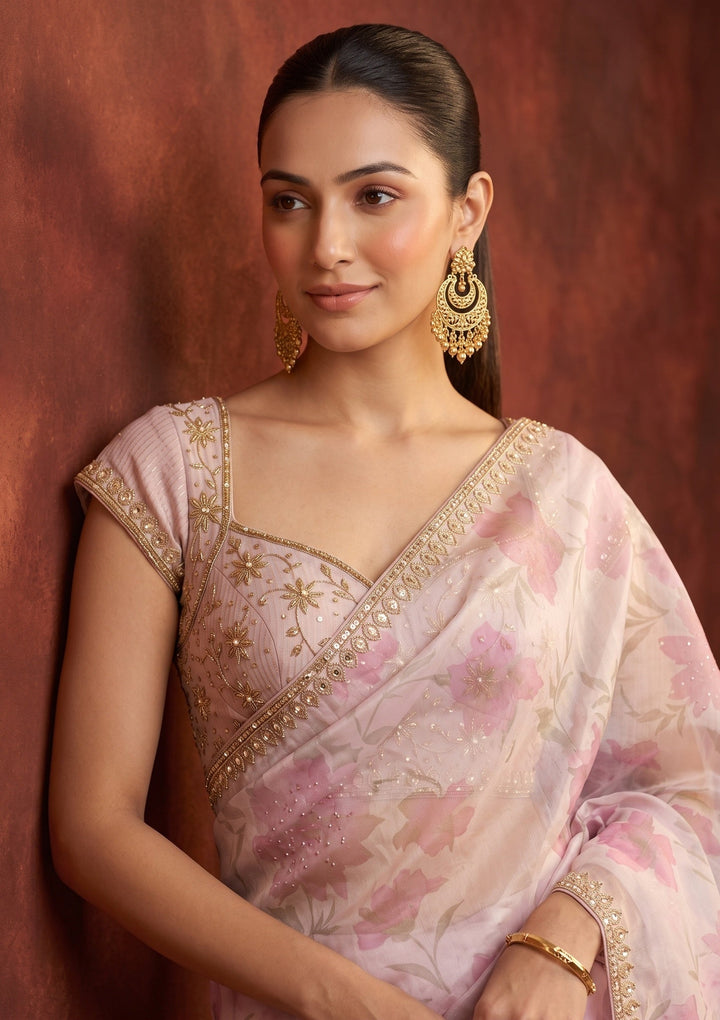 Mauve Cutdana Organza Saree
