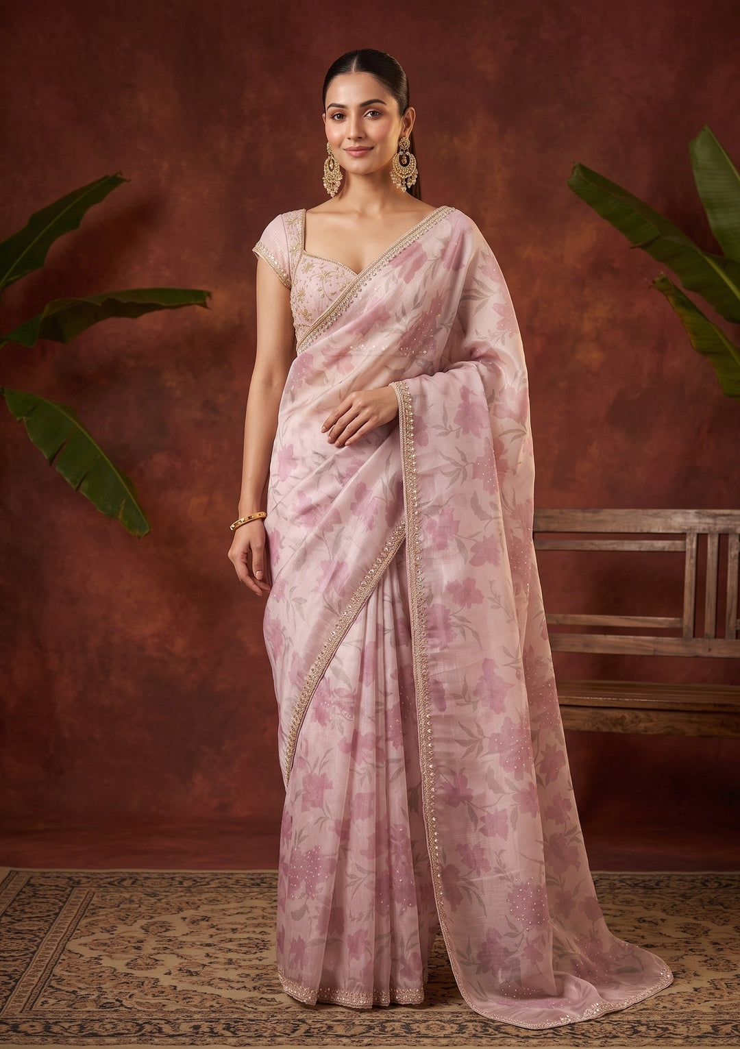 Mauve Cutdana Organza Saree