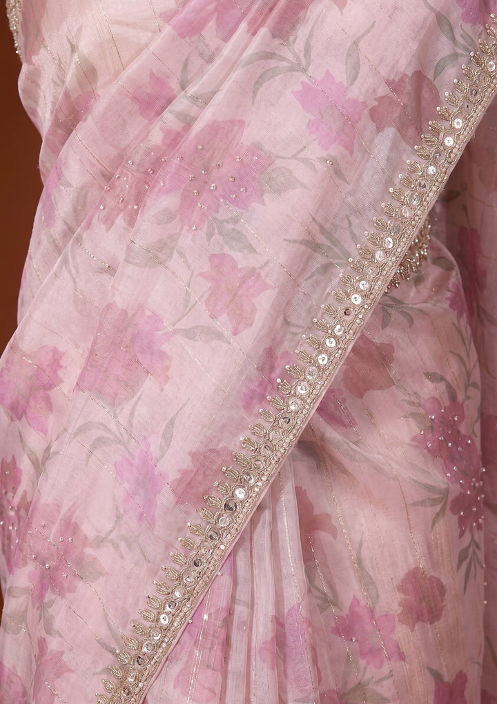 Mauve Cutdana Organza Saree