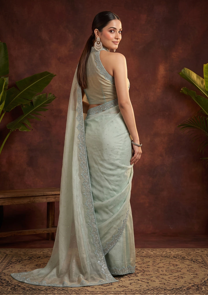 Blue Cutdana Tissue Saree