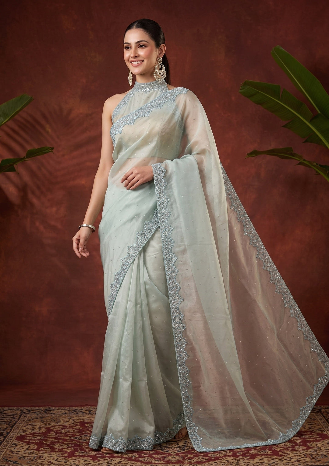 Blue Cutdana Tissue Saree