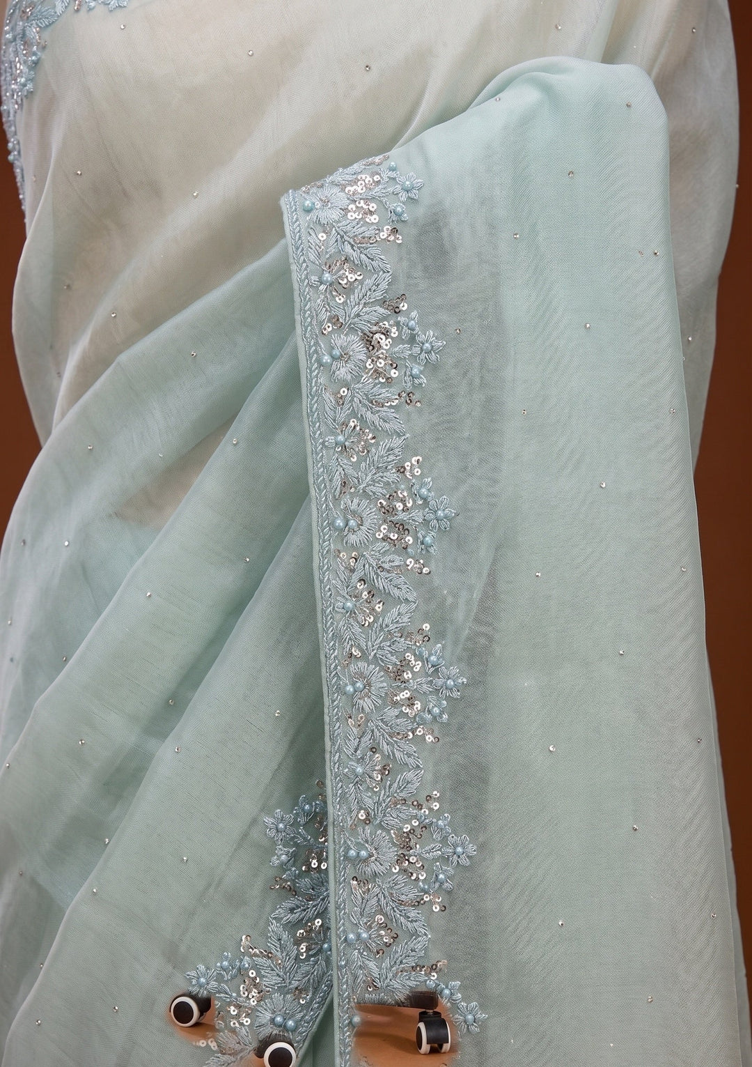 Blue Cutdana Tissue Saree